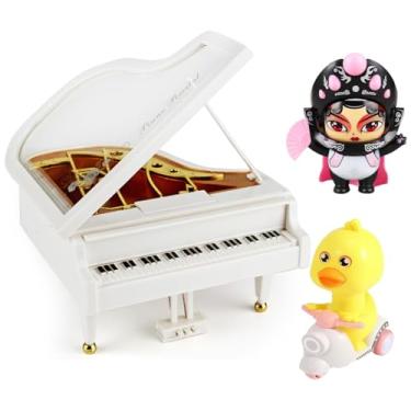 Imagem de DEFINEY Presente infantil em forma de piano caixa de música vem com chaveiro - Presente elegante para aniversários, aniversários e feriados
