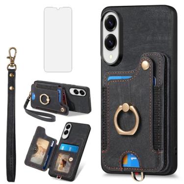 Imagem de Asuwish Capa de telefone para Samsung Galaxy S25 Edge capa carteira com protetor de tela de vidro temperado alça de pulso cordão RFID suporte para cartão de crédito anel suporte celular S25Edge 25S S