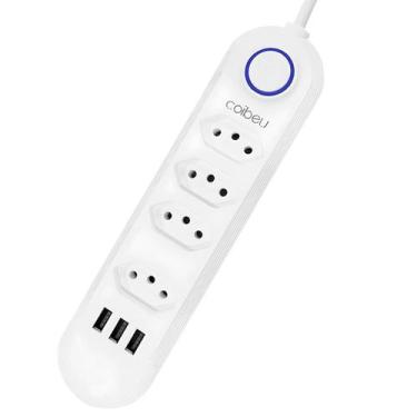 Imagem de Régua Extensão de 4 Tomadas 3 USB Bivolt Filtro de linha 1m - Coibeu, 