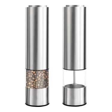 Imagem de 2X Moedor De Sal Ou Pimenta Elétrico A Pilha Aço Inox Com Le