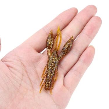 Imagem de Isca Angeln Krebscrawfis, isca de lagostim, iscas macias de lagostins, 4 iscas de pesca artificiais, grampo de lagostins, isca de camarão para pesca de robalo, água doce e salgada (marrom/#6)