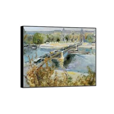 Imagem de BMZFYBS Imagem de arte de parede de paisagem - impressões em tela vintage - ponte 2 - pintura de moldura preta para sala de estar decoração de casa de fazenda 50 x 60 cm 20 x 24 pol