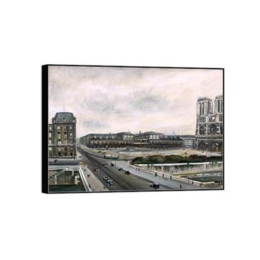 Imagem de BMZFYBS Imagem de arte de parede de paisagem - impressões em tela vintage - rua da cidade-quadro quadro preto para sala de estar decoração de casa de fazenda 90 x 125 cm 35 x 49 pol