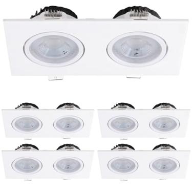 Imagem de Kit 5x Spot Embutir Duplo Face Plana Branco Quadrado LED Integrado 3000K 10W Bivolt