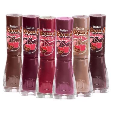 Imagem de Kit Dailus Esmalte Cremoso Choco Cherry: Bombom De Cereja, Cereja Silvestre, Licor De Amarena, Mocha Mousse, Pudim De Chocolate e Brigadeirão