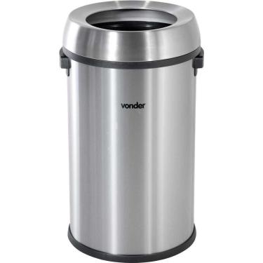 Imagem de Lixeira Redonda 65 Litros Inox Sem Tampa Vonder