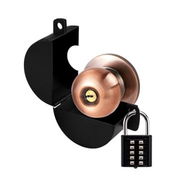 Imagem de SNOMEL Tampa de fechadura de porta de aço inoxidável cadeado incluído, dispositivo de bloqueio de maçaneta de porta de metal evita girar para segurança quarto hotel casa torneira banheiro acesso a