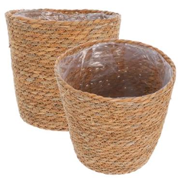 Imagem de BESPORTBLE 2 peças de capas de cesta de algas marinhas para plantas de interior, cestas decorativas exclusivas para vasos de flores versáteis para sala de estar, quarto e decoração de cozinha