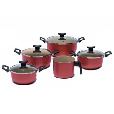 Imagem de Conjunto Panela Caçarolas 5 Peças Caneco Qualidade Premium(CEREJA BEGE)