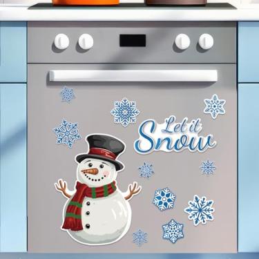 Imagem de HSKMAKE 13 Pcs Let It Snow Garage Door Magnets, Christmas Refrigerator Magnet, Snowman Snowflake Refrigerator Magnetic Stickers Decorations, for Fridge, Kitchen, Family, Garage Door, Car