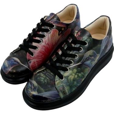 Imagem de DOGO Tênis feminino plataforma plataforma, feito à mão, couro vegano, exclusivo, Magnífico, 40