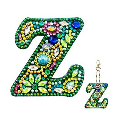 Imagem de YOYA Chaveiros de pintura de diamante dupla face 5D A-Z 26 letras kit de chaveiro de pintura de diamante DIY broca completa pintura de diamante chaveiros letras arte pedra pedra arte diamante kits de