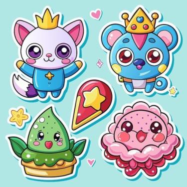Imagem de Adesivo Kawai Fofo para Crianças Decorativo para Quarto e Caderno - Mascotes Cute Sticker 339976 50x50cm