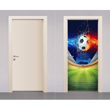 Imagem de Adesivo Envelopamento Decorativo de Porta Madeira Futebol Campo Jogo Bola Estadio (90cm)