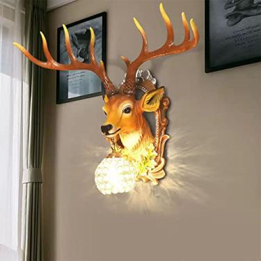 Imagem de Luminária de parede LED estilo contemporâneo com veado, inspirada na cultura americana, ideal para sala de estar, quarto, escritório, casa de campo, hotel, quarto infantil e corredor (Estilo