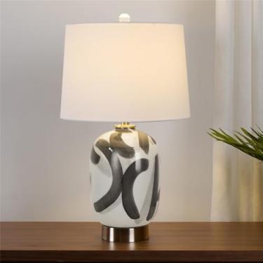 Imagem de Luminária de mesa contemporânea de cerâmica, estilo americano, luxuosa, com LED, para sala de estar, quarto, escritório, casa de campo, hotel ou mesa de cabeceira (Estilo 269B)