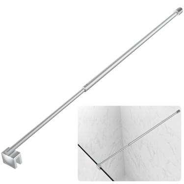 Imagem de Barra de suporte para porta de chuveiro, haste de suporte telescópica de painel fixo de aço inoxidável de 27,5 a 12 cm, barra de suporte ajustável de parede a vidro, fácil instalação e resistente à
