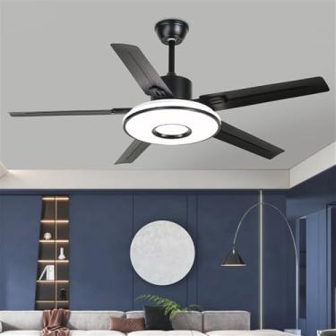 Imagem de Ventilador de teto moderno nórdico com controle remoto, luminária elétrica de luxo para sala de estar, restaurante, quarto, escritório, hotel e villa, com LED (Estilo 37, 1 unidade)