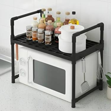 Imagem de Suporte Organizador de Utensílios para Micro-ondas, Prateleira Lateral com Ganchos para Colheres, Rack de Cozinha