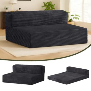 Imagem de NLDD Colchão dobrável de 15 cm, sofá-cama conversível, colchão de chão dobrável, sofá de dormir com capa de veludo cotelê removível e alças de transporte, colchão de espuma de alta densidade para cama