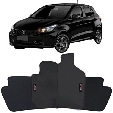 Imagem de Tapete Borracha Argo 2017 à 2025 Preto Pvc Logo Bordado Jogo 3 Peças Personalizado Automotivo Wave