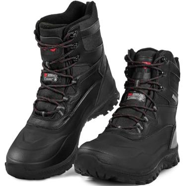 Imagem de R CORD Botas de neve masculinas à prova d'água com isolamento térmico, botas de inverno para homens com forro quente no tornozelo, botas de caminhada masculinas com sapatos de neve de inverno de alta
