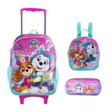 Imagem de Kit Mochila de Rodinha Patrulha + Lanch+ Estojo 15250-Feminino