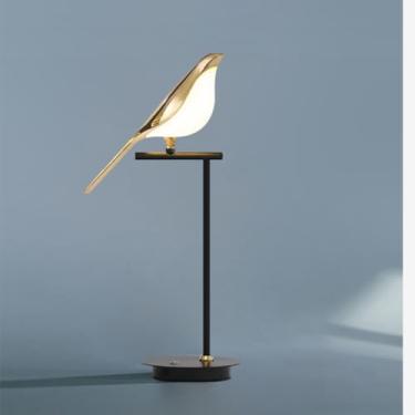 Imagem de Luminária de mesa nórdica em formato de pássaro, com LED, design criativo e giratório, ideal para mesa de trabalho, sala de estar e quarto (luminária de mesa com 1 pássaro).
