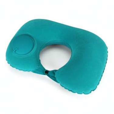 Imagem de Almofada inflável de viagem em forma de U para avião, carro e uso ao ar livre – Almofada portátil de suporte de pescoço com enchimento rápido e design dobrável