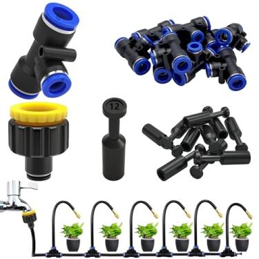 Imagem de CESFONJER Irrigação de conexão rápida tipo T, conector de plástico redutor de 12 a 8 mm, conector rápido para irrigação, irrigação, gramado, terraço, jardim, sistema