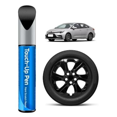 Imagem de Tinta de retoque de roda preta brilhante para Toyota, caneta de reparo de arranhões de aro, ferramenta de reparo de arranhões de aro rápida e fácil, conserta rapidamente a área da roda arranhada
