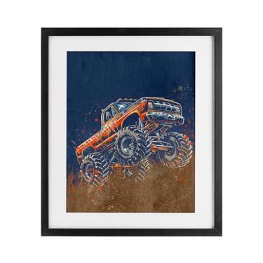 Imagem de Stupell Industries My Jam Monster Truck Impressão emoldurada preta sob vidro, design de Kim Allen, 53 x 43 cm