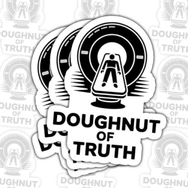 Imagem de (3 peças) Adesivo Donut of Truth – Design engraçado de ressonância magnética com texto em negrito – Adesivo hilário e exclusivo para laptop, garrafa de água, carro ou diário – Presente perfeito para