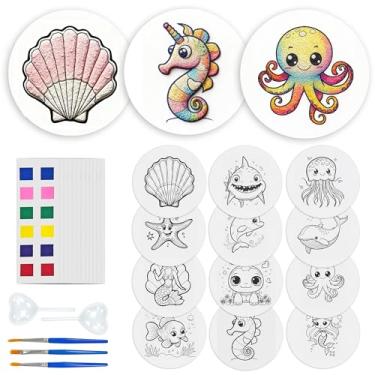 Imagem de Reofrey 24 kits de pintura mágica inchada – kit de pintura de textura de espuma 3D com 12 padrões com 3 canetas de pintura, 2 conta-gotas, 12 cartões de tinta acrílica, esponja de lona mágica para