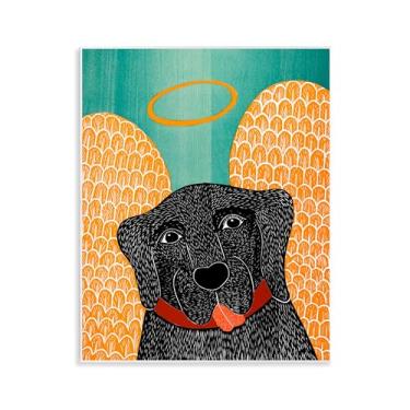 Imagem de Stupell Industries Arte de placa de parede de anjo de cachorro com asas amarelas, design de Stephen Huneck, 14 x 11