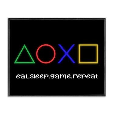 Imagem de Stupell Industries Neon Gaming Symbols & Words White Framed Giclee Art, design by Christine Simpson Art, 16 x 20