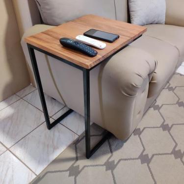 Imagem de Aparador Mesinha de Canto Apoio Para Sofá Ferro e Madeira Artesanal - 