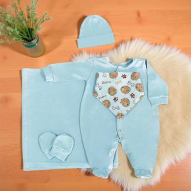 Imagem de Saída Maternidade Bebê c/ Manta Menino 05 Pçs Marquinhos - Maria's Bab