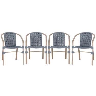 Imagem de 04 Cadeiras Floripa Aluminio Pintura Fendi Trama Original Prata