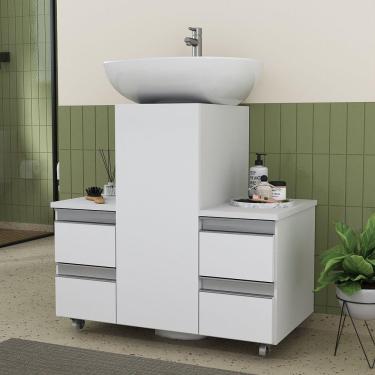 Imagem de Gabinete Banheiro Coluna Para Encaixe Branco Inteiro