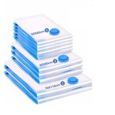 Imagem de Sacos de armazenamento a vácuo, com ou sem bomba, são adequados para organização de guarda-roupas, armazenamento de bagagem, viagens e limpeza. (10 Sacos)