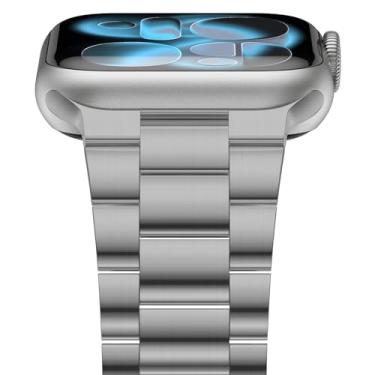 Imagem de iiteeology Pulseira de aço inoxidável leve projetada para Apple Watch Ultra 3 e Ultra 2, séries 1-11, 46 mm, 45 mm, 44 mm, 42 mm, pulseiras de substituição para iWatch para homens e mulheres, cinza
