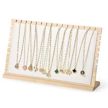 Imagem de LUMINFLY Suporte de colar de madeira de pinho, grande expositor de joias, acabamento de veludo macio, ideal para casas e lojas