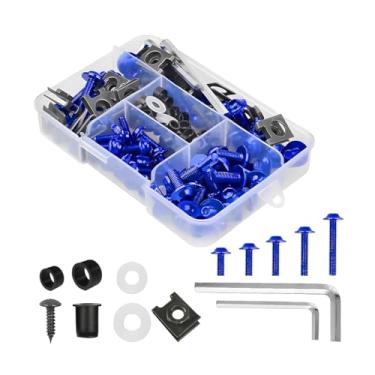 Imagem de Sandfren Kit de parafusos de carenagem de motocicleta, 177 peças M5 M6 parafusos de para-brisa de motocicleta de alumínio com chave inglesa, parafusos de arruela de prendedor de para-brisa, conjunto
