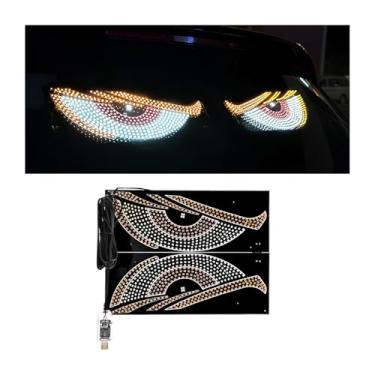 Imagem de FALVFUN 2 peças de luz diabólica para carro, 30 cm x 12 cm, tela digital de LED para para-brisa flexível, acessórios de lâmpada de decoração externa automática, ajuste universal (estilo A)