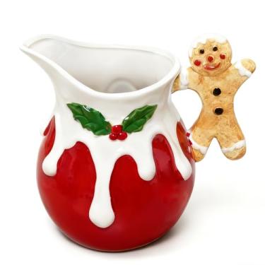 Imagem de Jarro grande de porcelana de Natal de 1,644 g, feriado festivo para leite, creme, suco, utensílios de mesa elegantes colecionáveis para celebrações de Natal - Jarra de garrafa de água vintage de