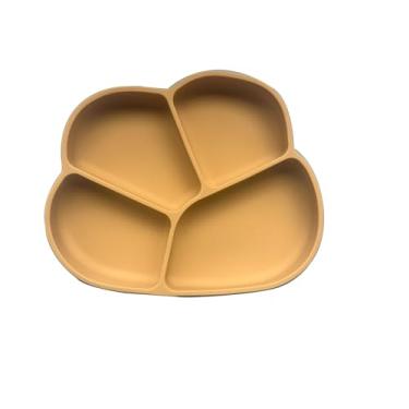 Imagem de Imagination Junction Prato de jantar de silicone em forma de pata de urso, prato dividido, material 100% silicone de grau alimentício, ventosa na parte inferior, pode ir ao micro-ondas e à máquina de