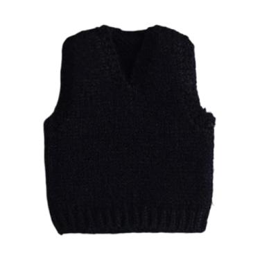 Imagem de KiBcsLic Roupa para boneco de ação em escala 1/12, colete de malha sem mangas, moda, fantasia em miniatura para bonecos masculinos de 15 cm, Preto