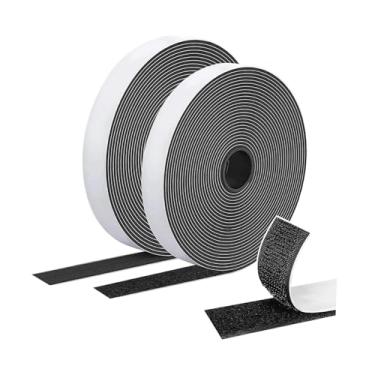 Imagem de MotiveTech Rolo de fita adesiva de com 2 unidades, 20 mm x 10 metros, multiuso para carpetes, tapetes e capachos, preta, leve e com verso adesivo.