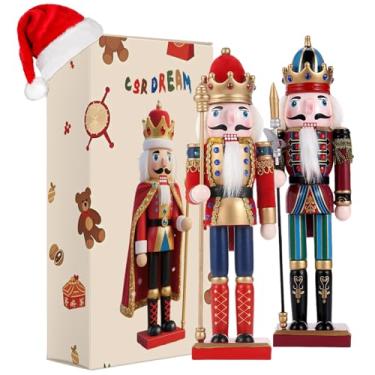 Imagem de Enfeites de quebra-nozes de madeira de 29 cm (decorações de Natal, bonecos de quebra-nozes) (presente colecionável festivo) para mesa, mesa, lareira e decoração de Natal, lança e rei